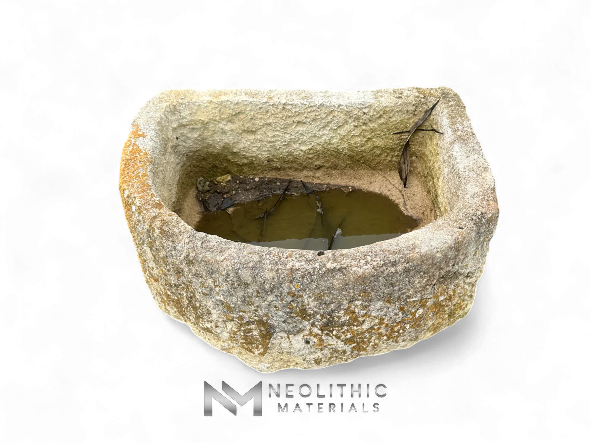 Antique French Half Moon Limestone Trough - Image 1